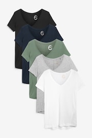 Multi Slouch V-Neck T-Shirts 5 Pack - Image 1 of 14