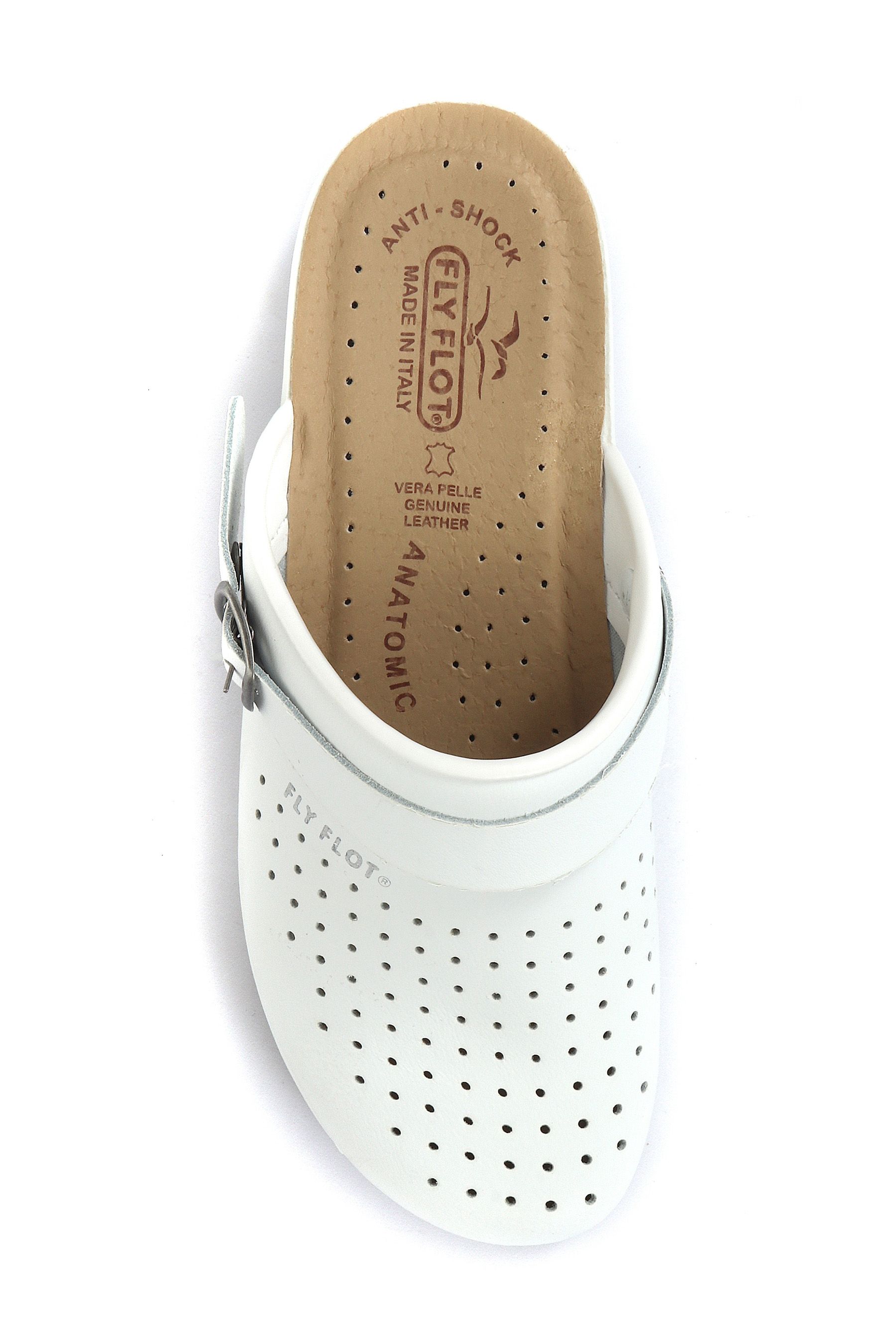 Buy Fly Flot Ladies Wide Fit Coated Leather Anatomic Work Clogs from Next Luxembourg