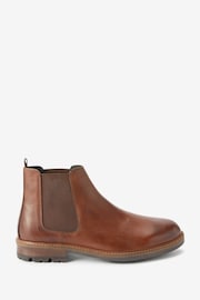 Tan Brown Leather Cleated Chelsea Boots - Image 2 of 5