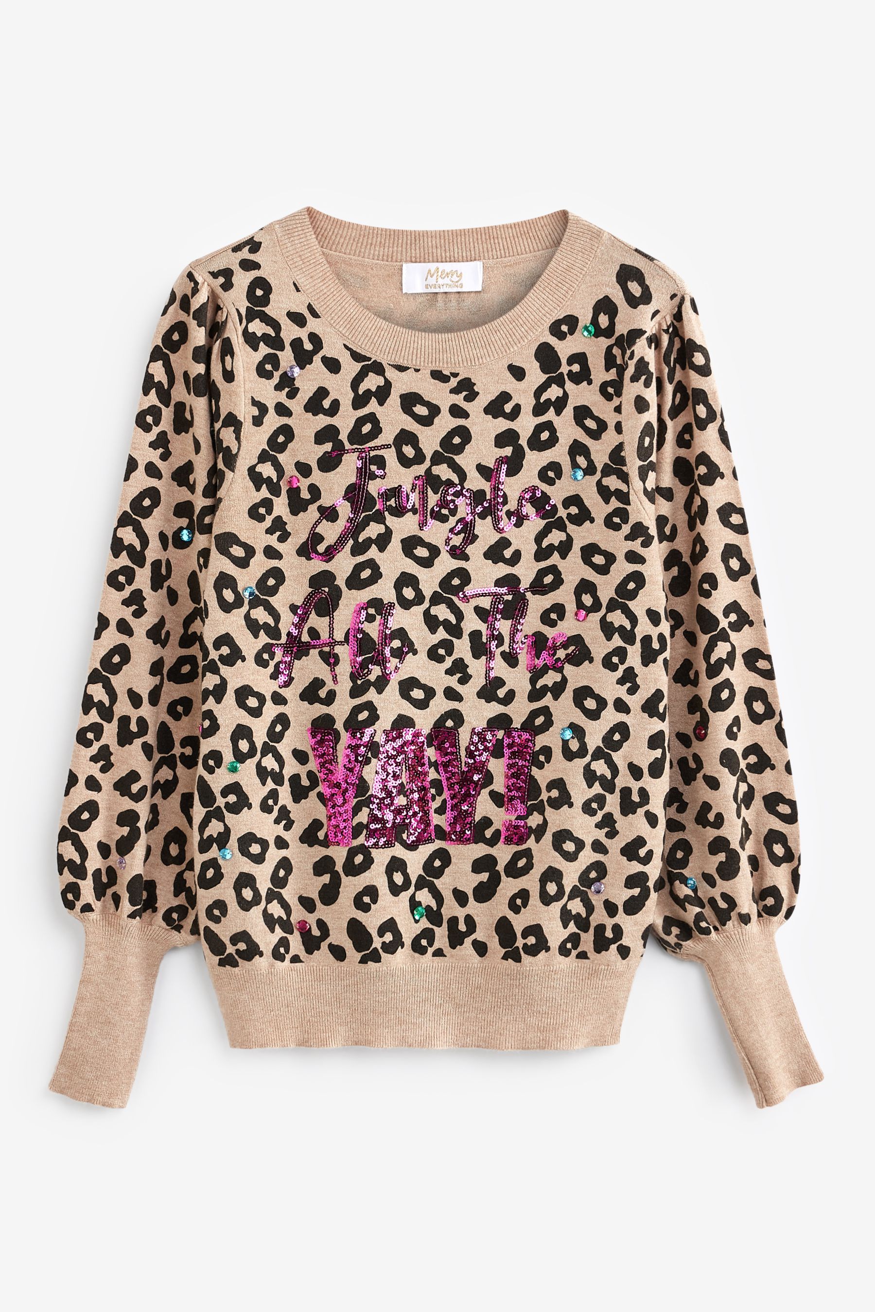 Buy Leopard Slogan Next Christmas Jumper from Next Luxembourg