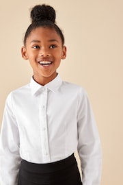 White Dressing Made Easy Cotton Rich Stretch Long Sleeve School Shirt (3-17yrs) - Image 1 of 8