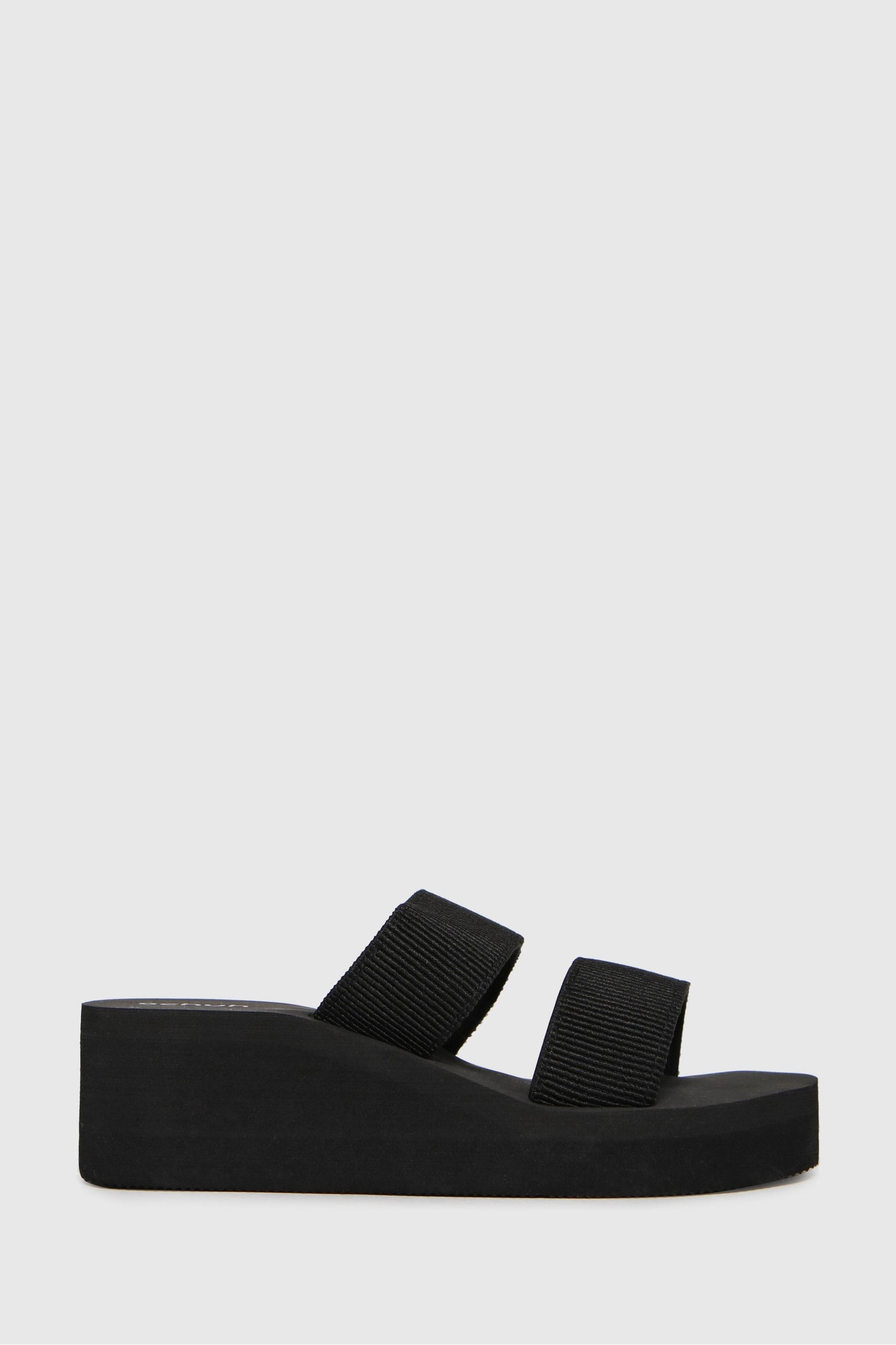 Schuh Venus Eva Black Wedge Sandals
