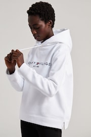 Tommy Hilfiger White Heritage Logo Hoodie - Image 4 of 5