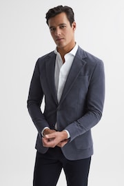 Reiss Airforce Blue Spark Single Breasted Slim Fit Moleskin Blazer - Image 1 of 8