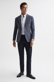 Reiss Airforce Blue Spark Single Breasted Slim Fit Moleskin Blazer - Image 3 of 8