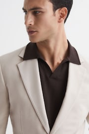 Reiss Stone Spark Single Breasted Slim Fit Moleskin Blazer - Image 4 of 9