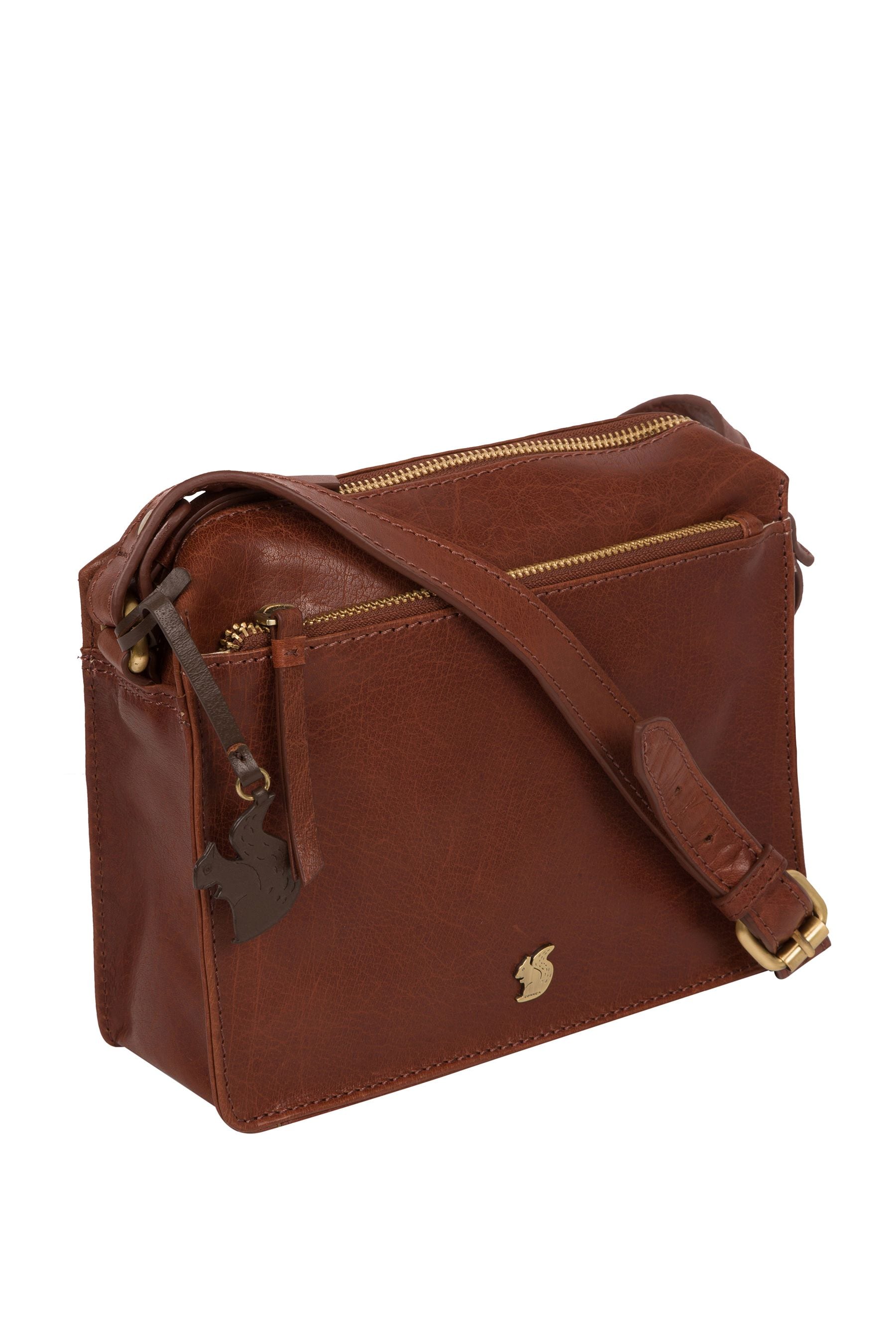 Womens Conkca Aurora Leather Cross Body Bag Brown