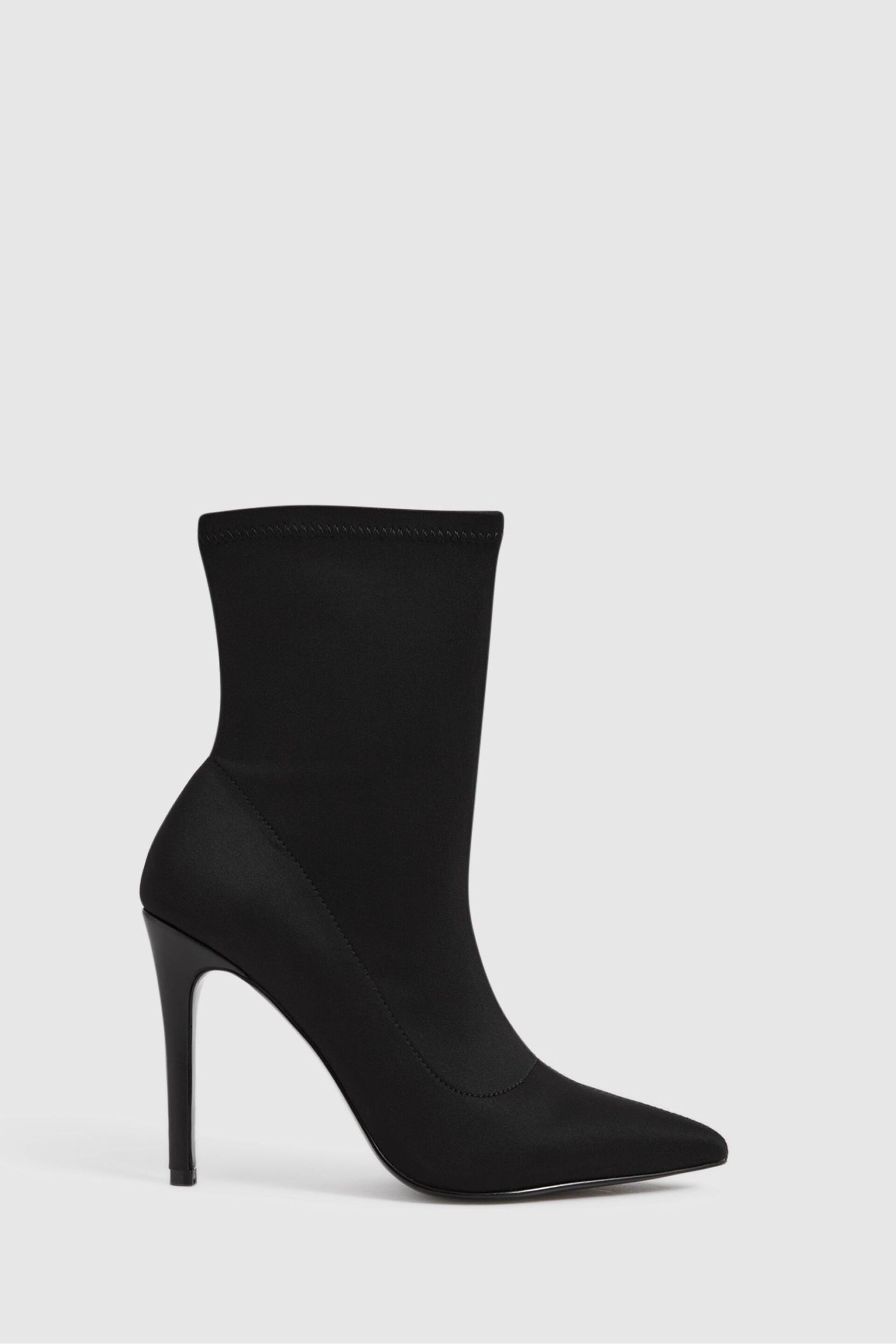 Reiss Black Dakota Heeled Sock Boots - Image 1 of 6