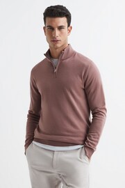 Reiss Woodrose Blackhall Merino Wool Half-Zip Funnel Neck Jumper - Image 1 of 7