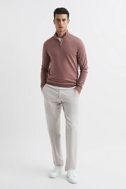 Reiss Woodrose Blackhall Merino Wool Half-Zip Funnel Neck Jumper - Image 3 of 7