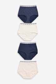 Navy/ Pink Spot Full Brief Cotton Rich Logo Knickers 4 Pack - Image 1 of 6