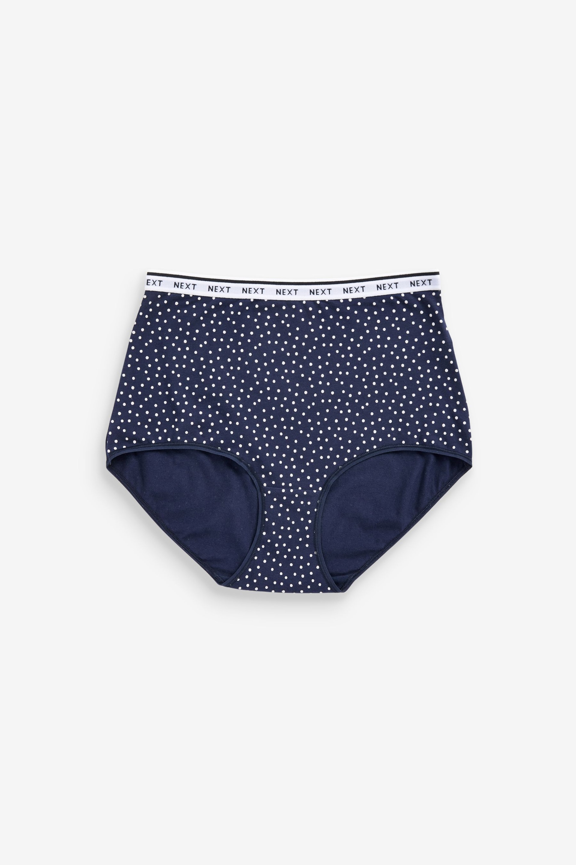 Navy/ Pink Spot Full Brief Cotton Rich Logo Knickers 4 Pack - Image 8 of 8