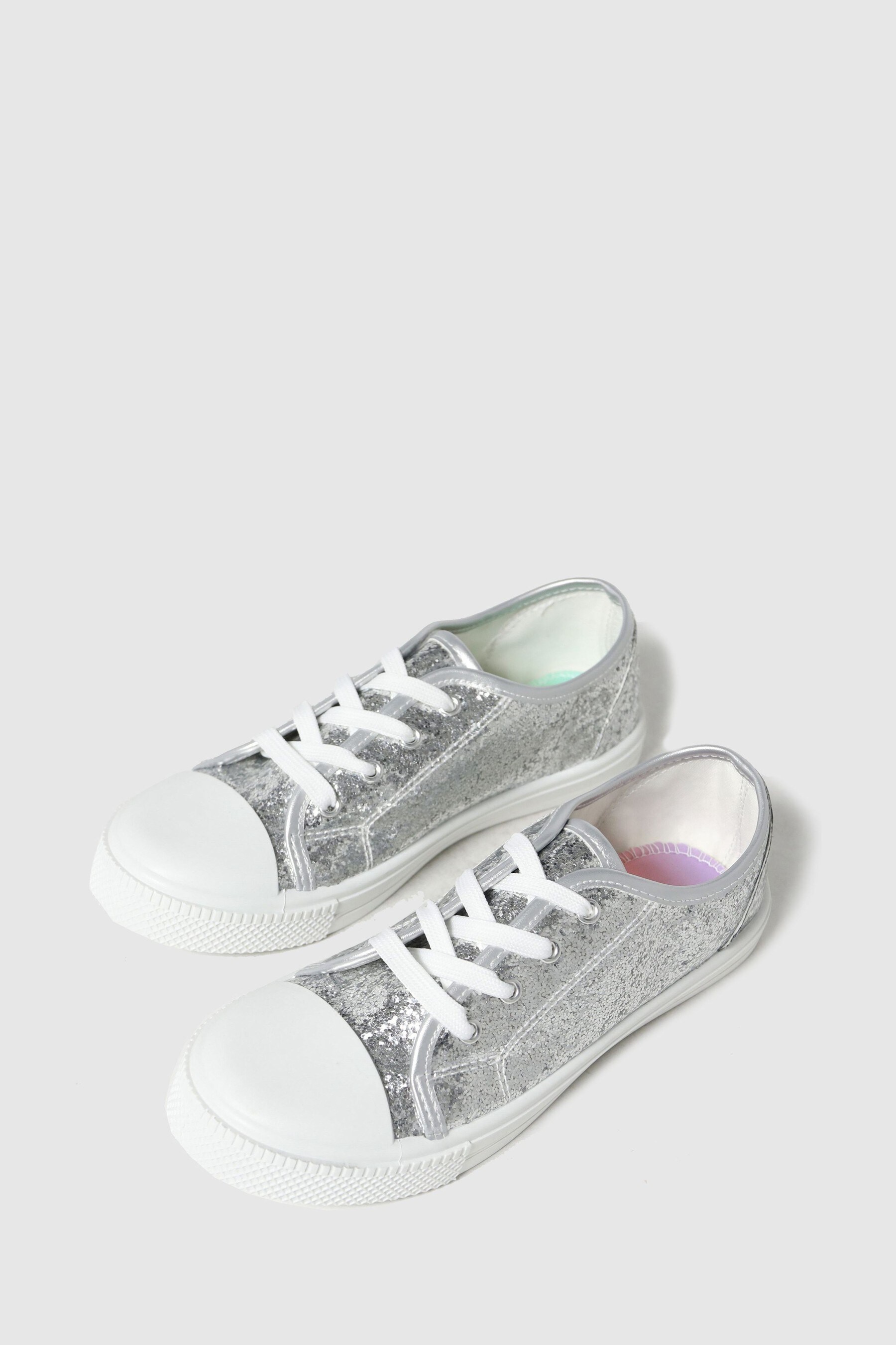 Buy Schuh Silver Majestic Glitter Lace Up Trainers from Next Austria
