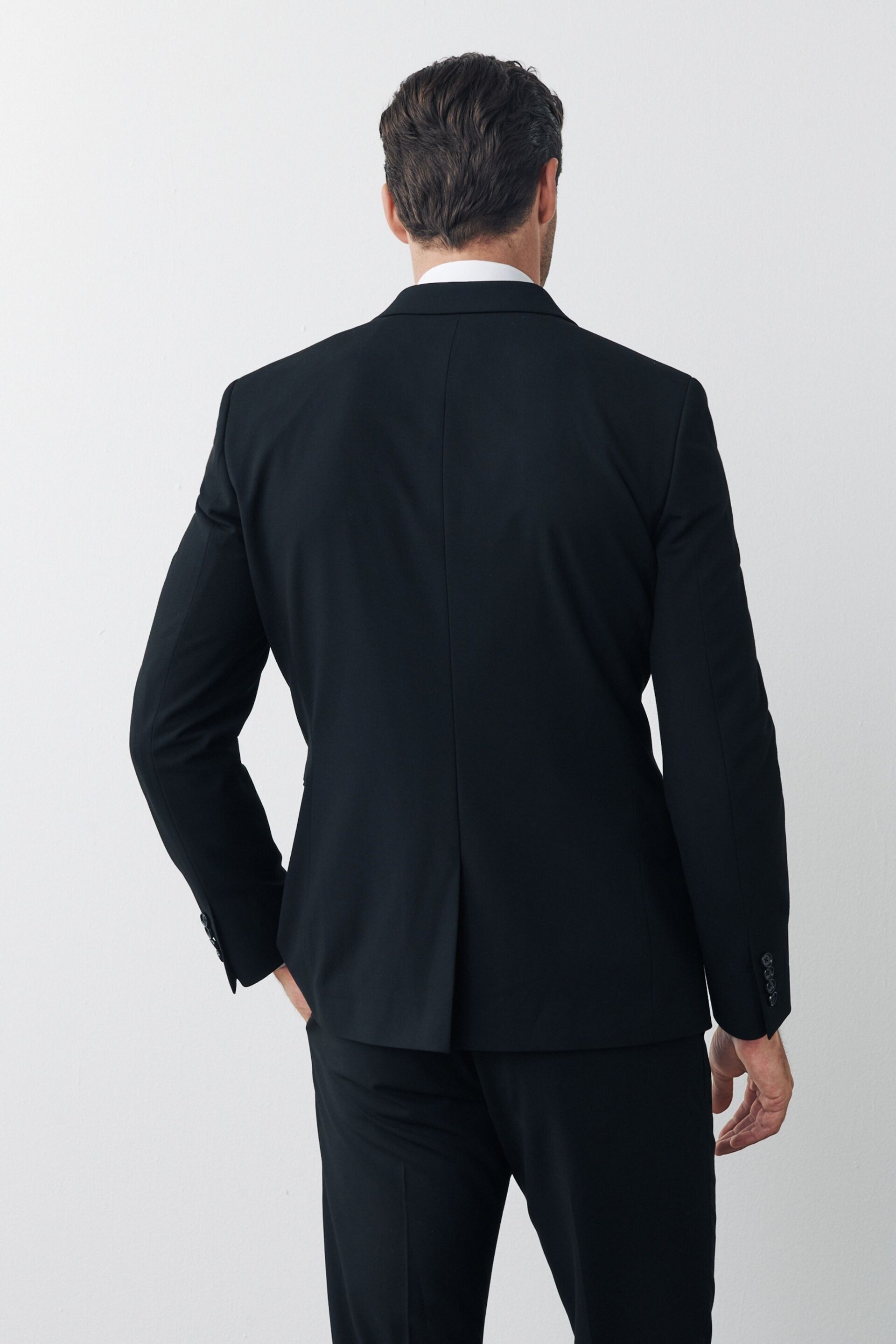 Black Skinny Fit Motionflex Stretch Suit: Jacket - Image 3 of 9