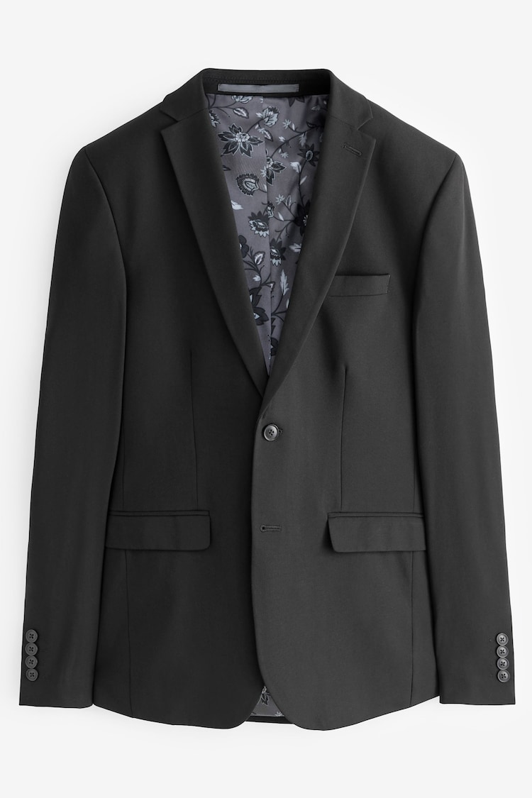 Black Skinny Fit Motionflex Stretch Suit Jacket - Image 5 of 9