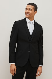 Black Slim Fit Motionflex Stretch Suit: Jacket - Image 1 of 8
