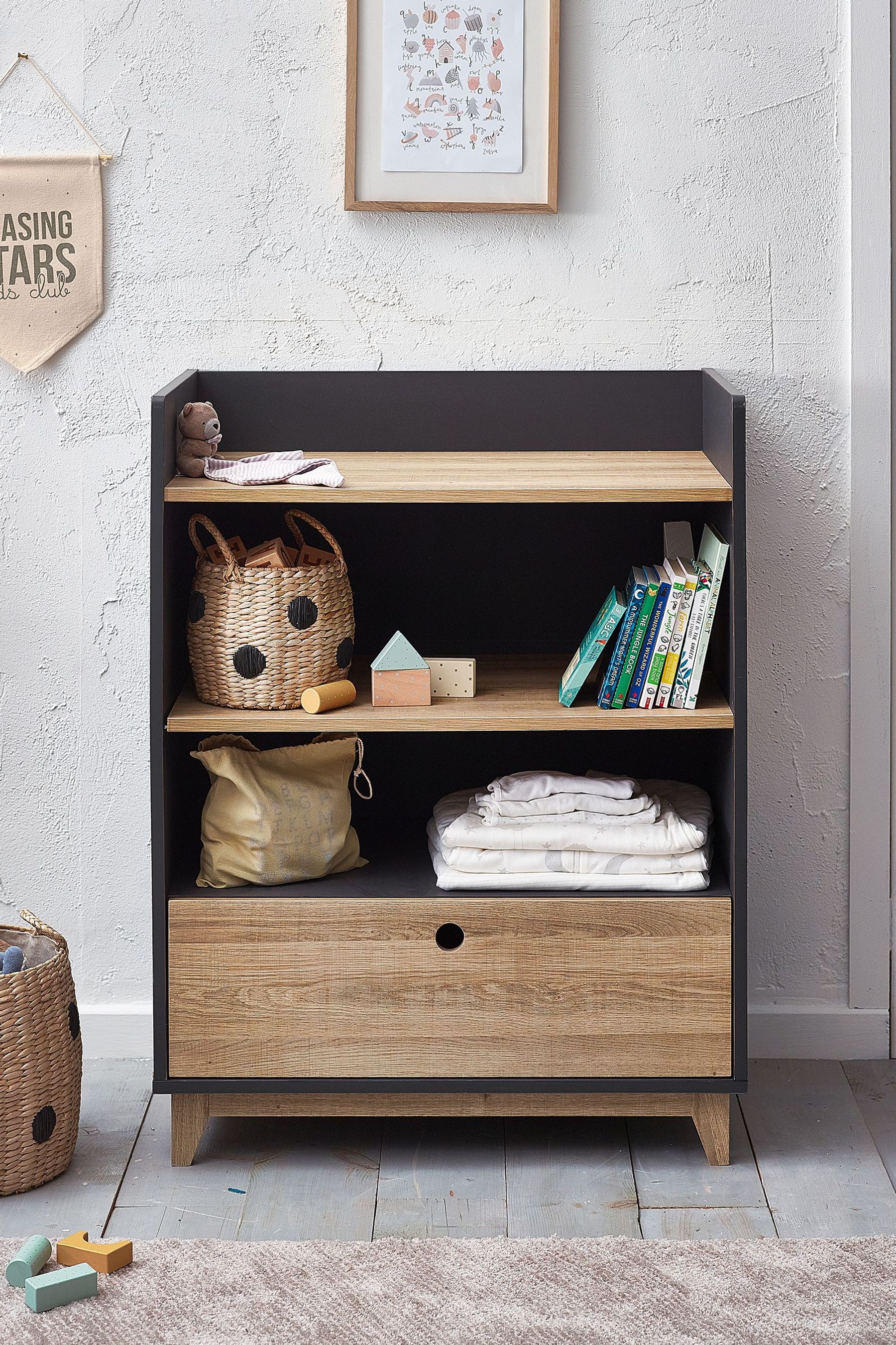 Buy Parker Charcoal and Wood Effect Changing Table with 2 Drawers from Next Ireland