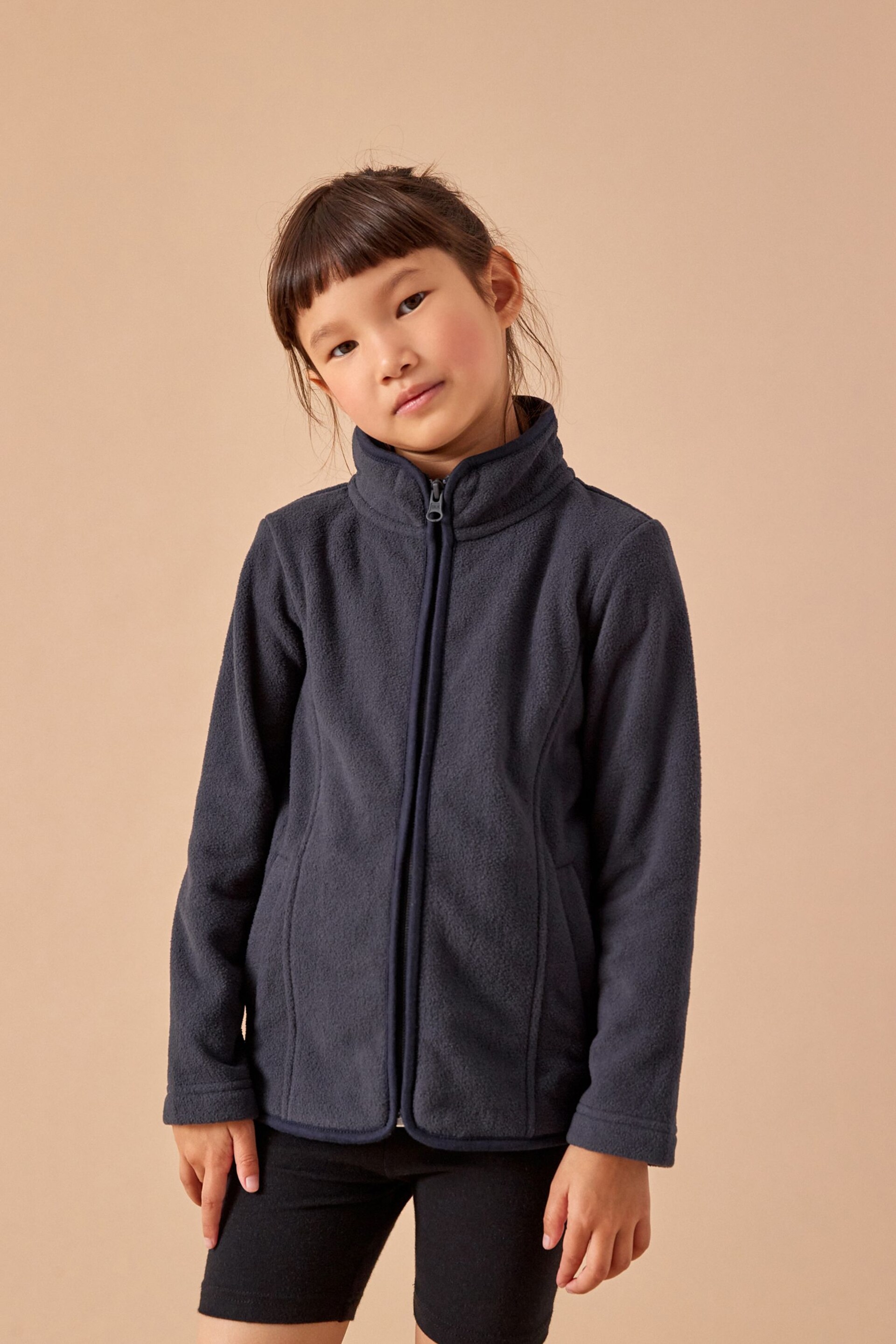 Navy Blue Zip-Up Fleece Jacket With Pockets (3-16yrs) - Image 1 of 6