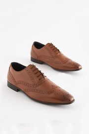 Tan Brown Wide Fit Leather Oxford Brogue Shoes - Image 1 of 6