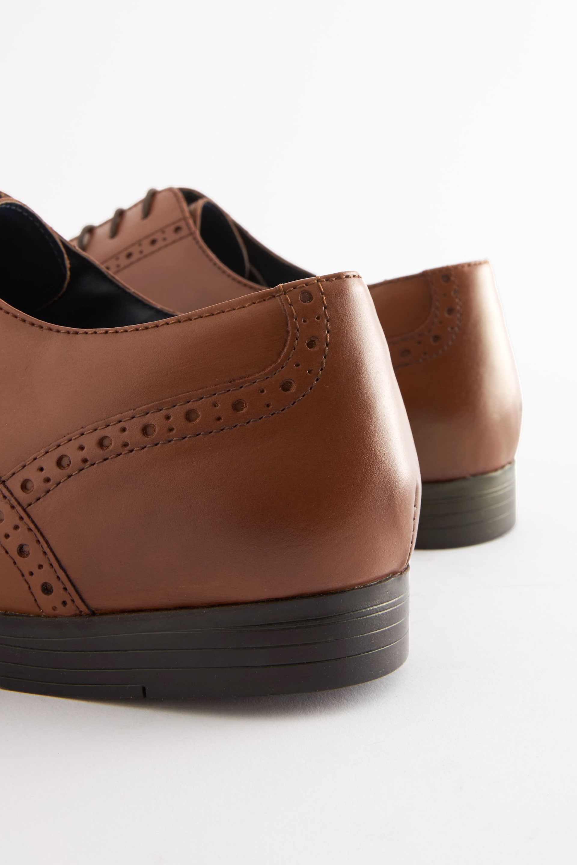 Tan Brown Wide Fit Leather Oxford Brogue Shoes - Image 4 of 6