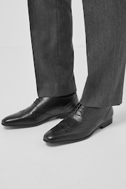 Black Wide Fit Leather Oxford Brogue Shoes - Image 6 of 6