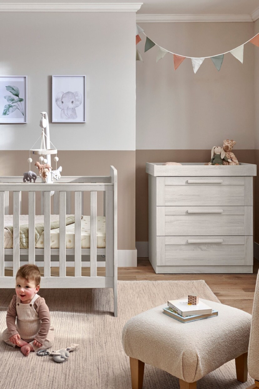 Mamas & Papas 3 Piece Nimbus White Atlas Cot Bed Range with Dresser and Wardrobe - Image 2 of 9