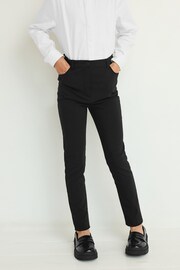 Longer Length Black Skinny Fit Stretch High Waist School Trousers (9-18yrs) - Image 1 of 5