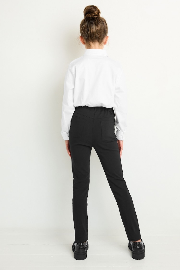 Longer Length Black Longer Length Skinny Fit Stretch High Waist School Trousers (9-18yrs) - Image 3 of 5