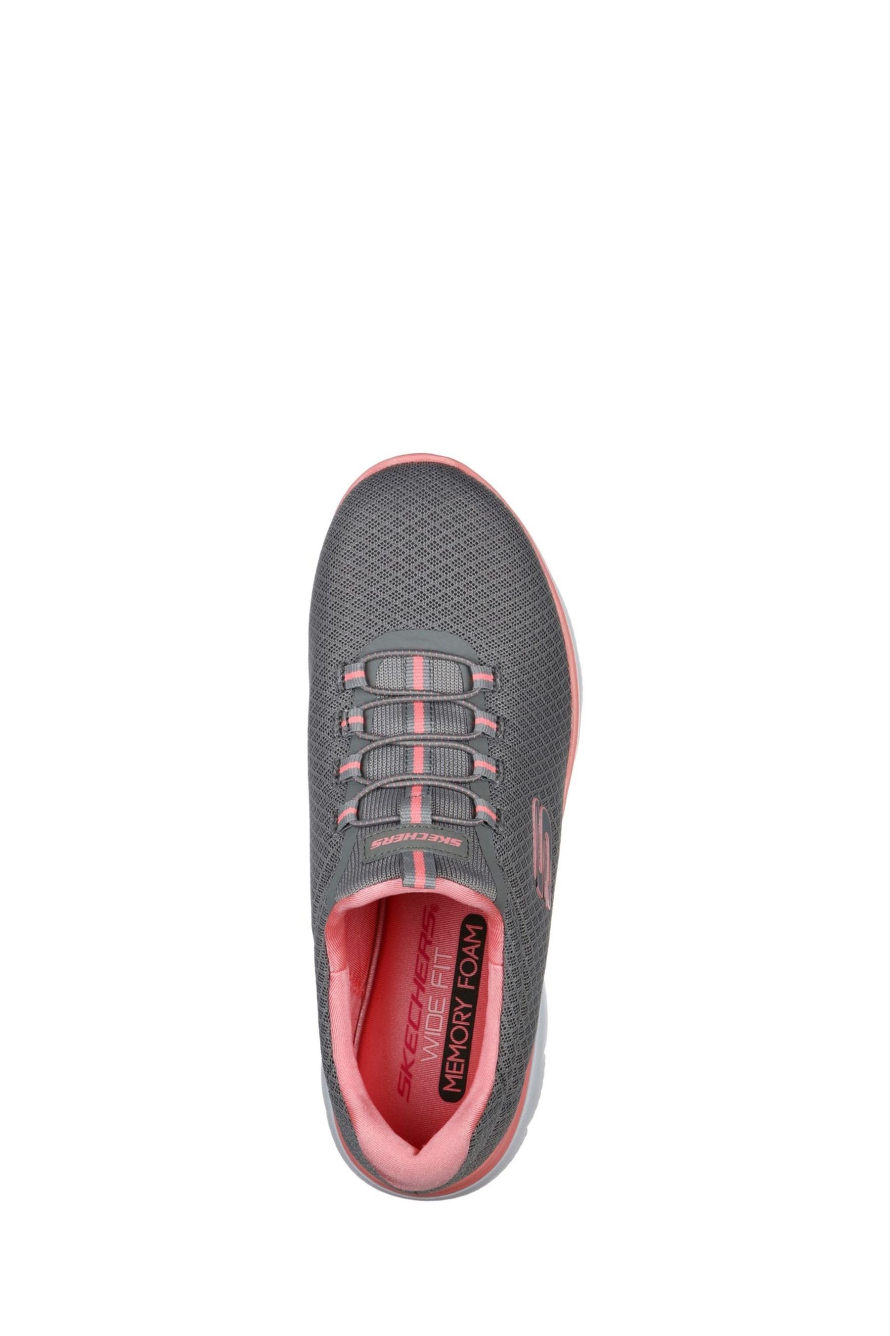 Skechers grey and pink trainers top