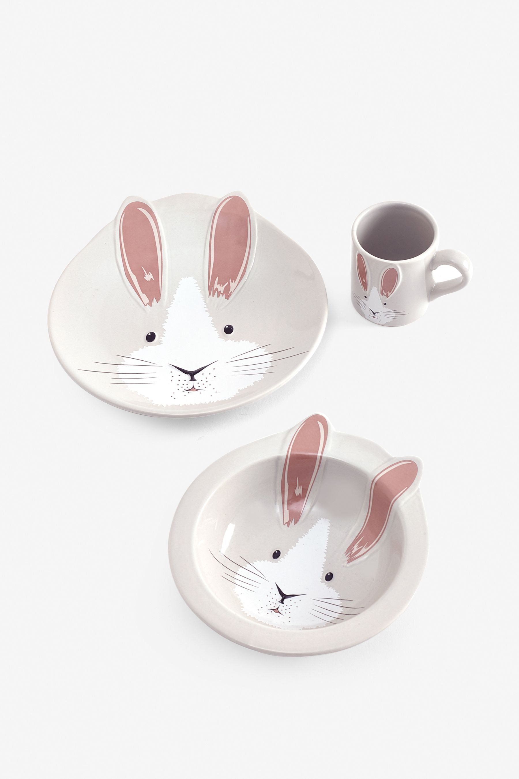 Buy Grey Rabbit Kids 3 Piece Ceramic Dinner Set from Next Luxembourg