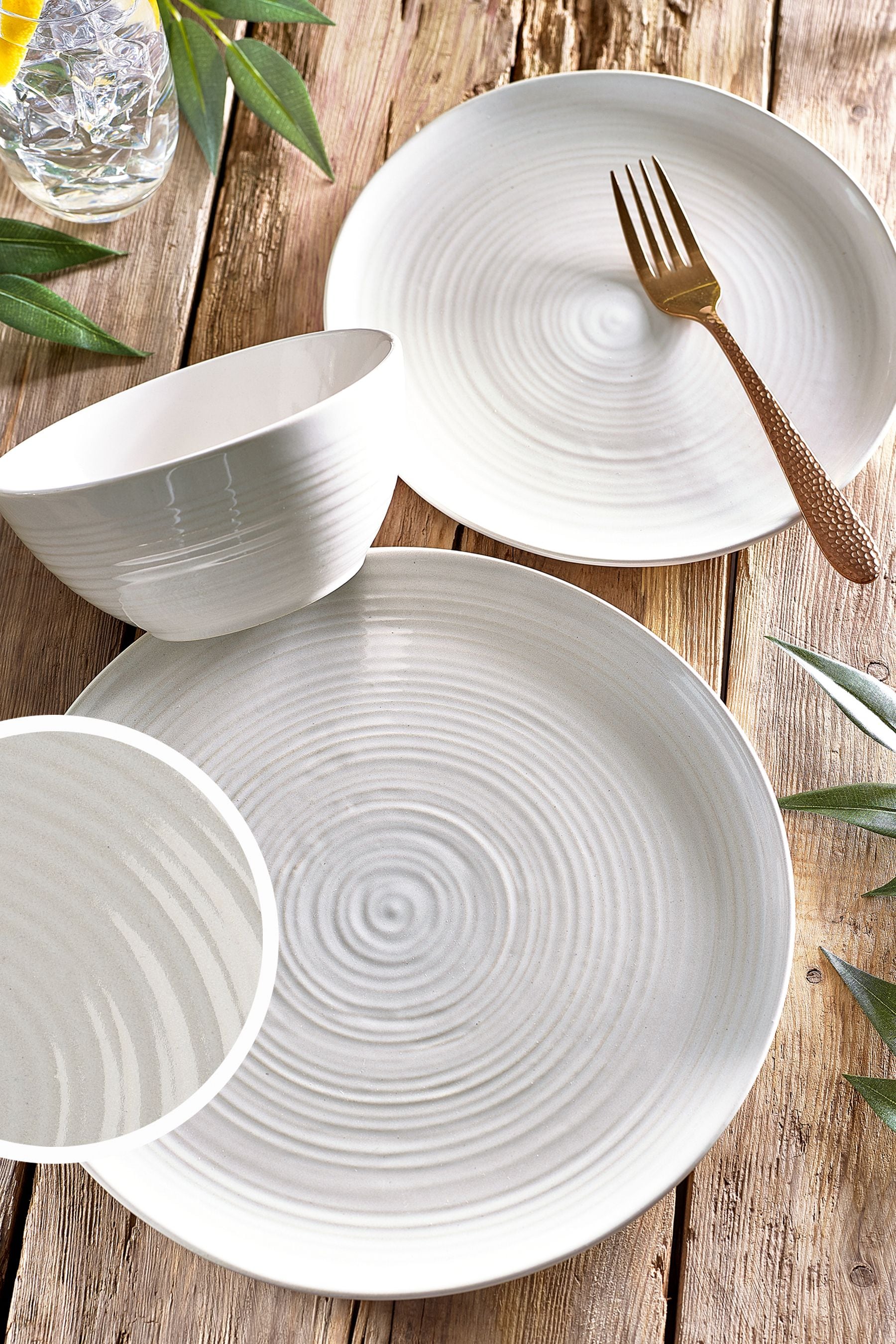 12 Piece White Kya Dinnerware Dinner Set