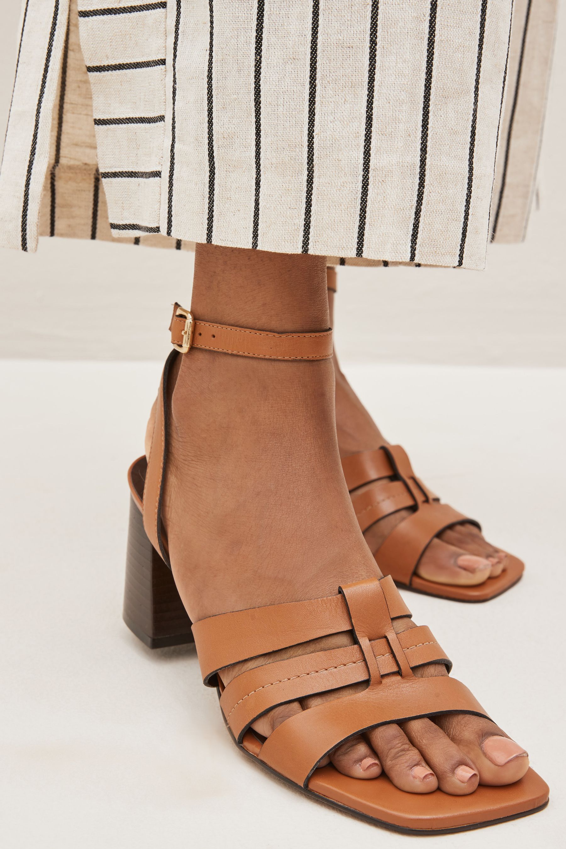 Buy Tan Brown Signature Leather Weave Block Heel Sandals from Next Denmark