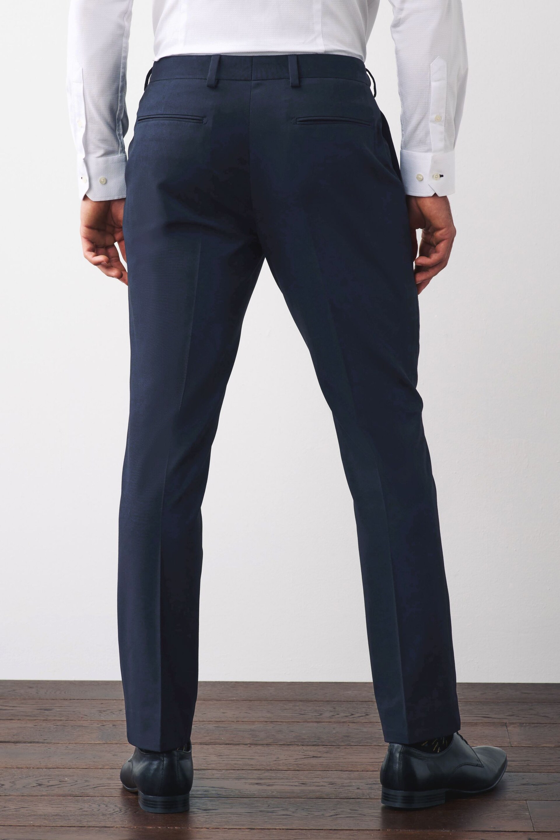 Navy Blue Slim Motionflex Stretch Suit: Trousers - Image 3 of 5