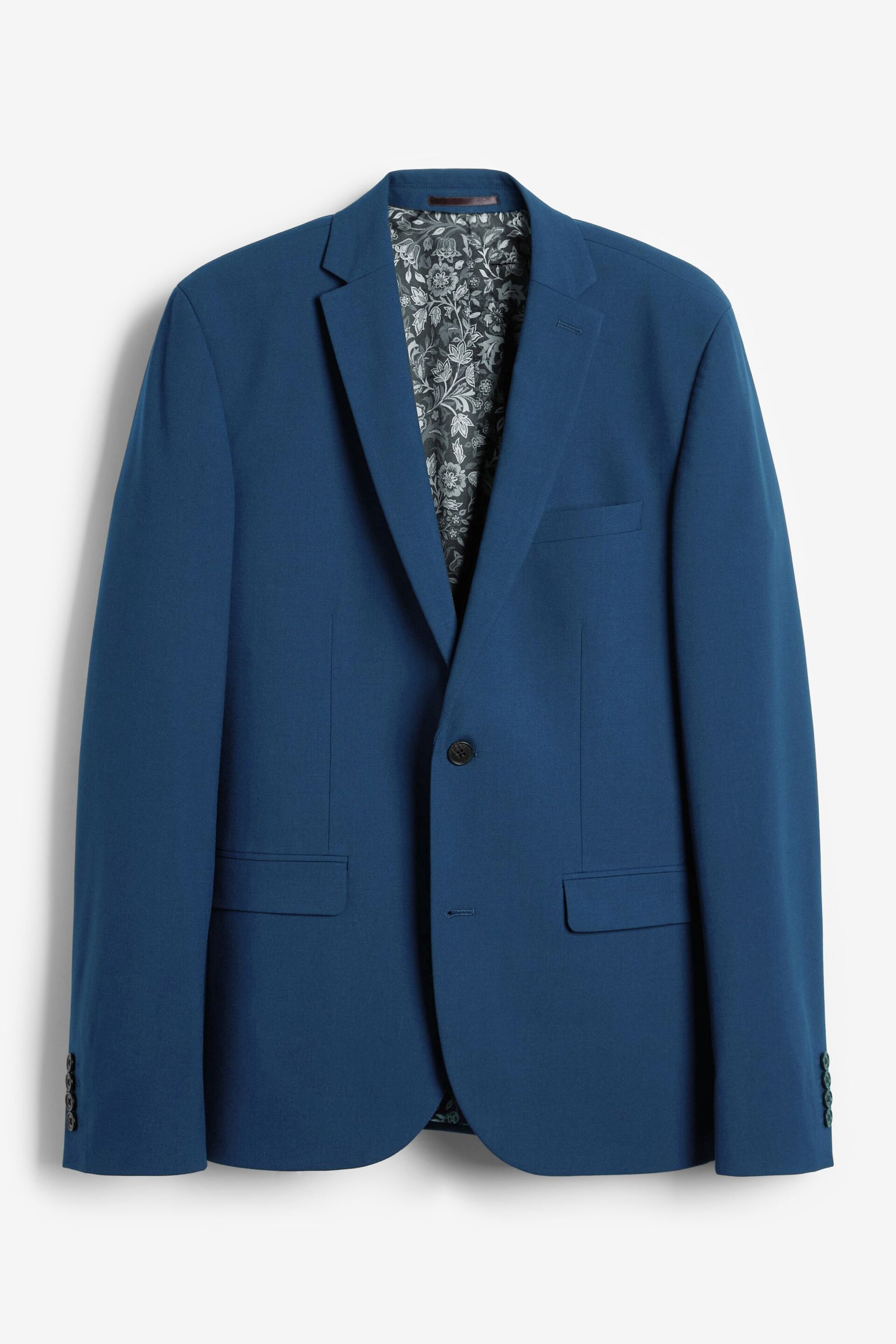 Bright Blue Slim Fit Motionflex Stretch Suit: Jacket - Image 4 of 9