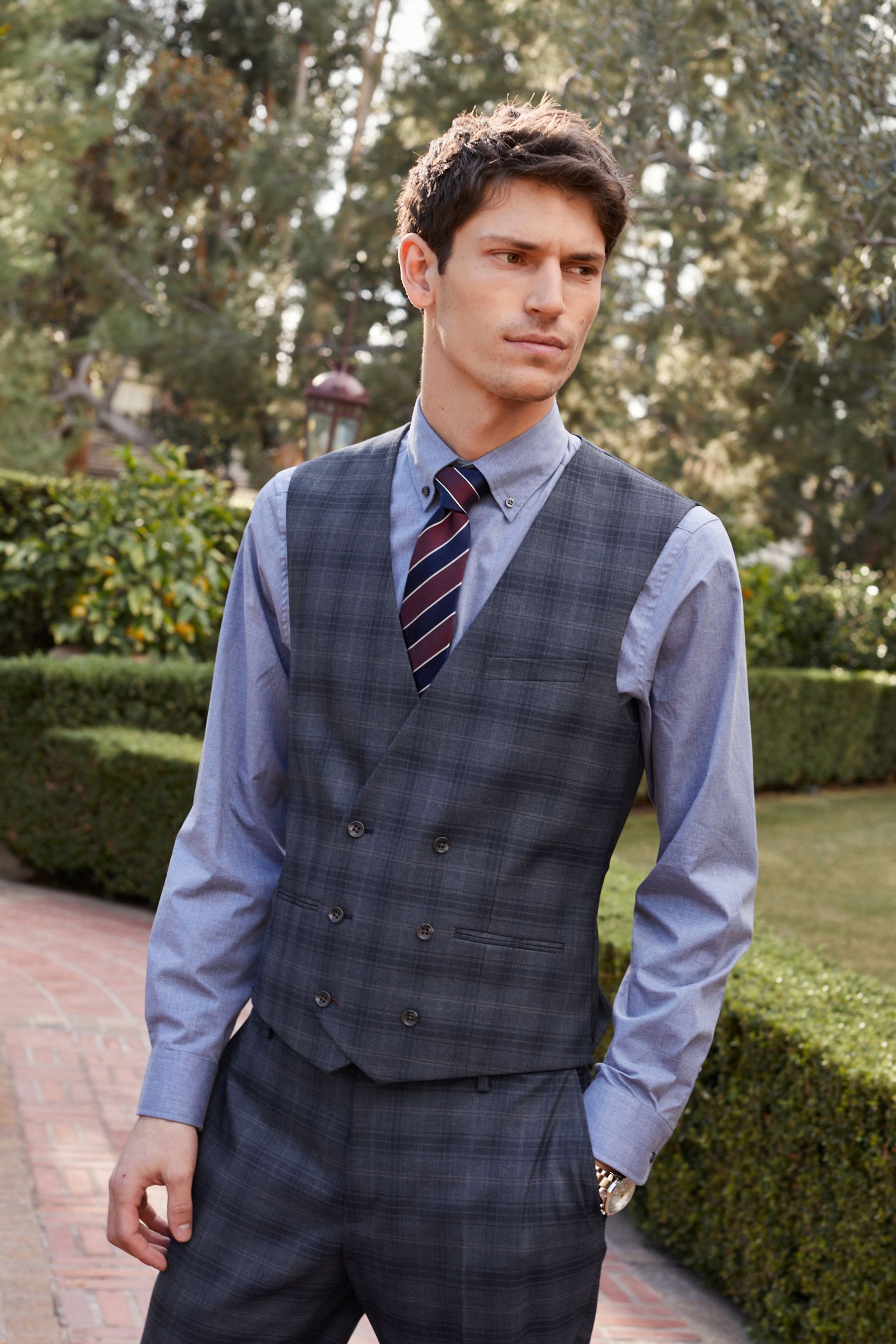 Buy Blue Check Suit Waistcoat from Next Luxembourg