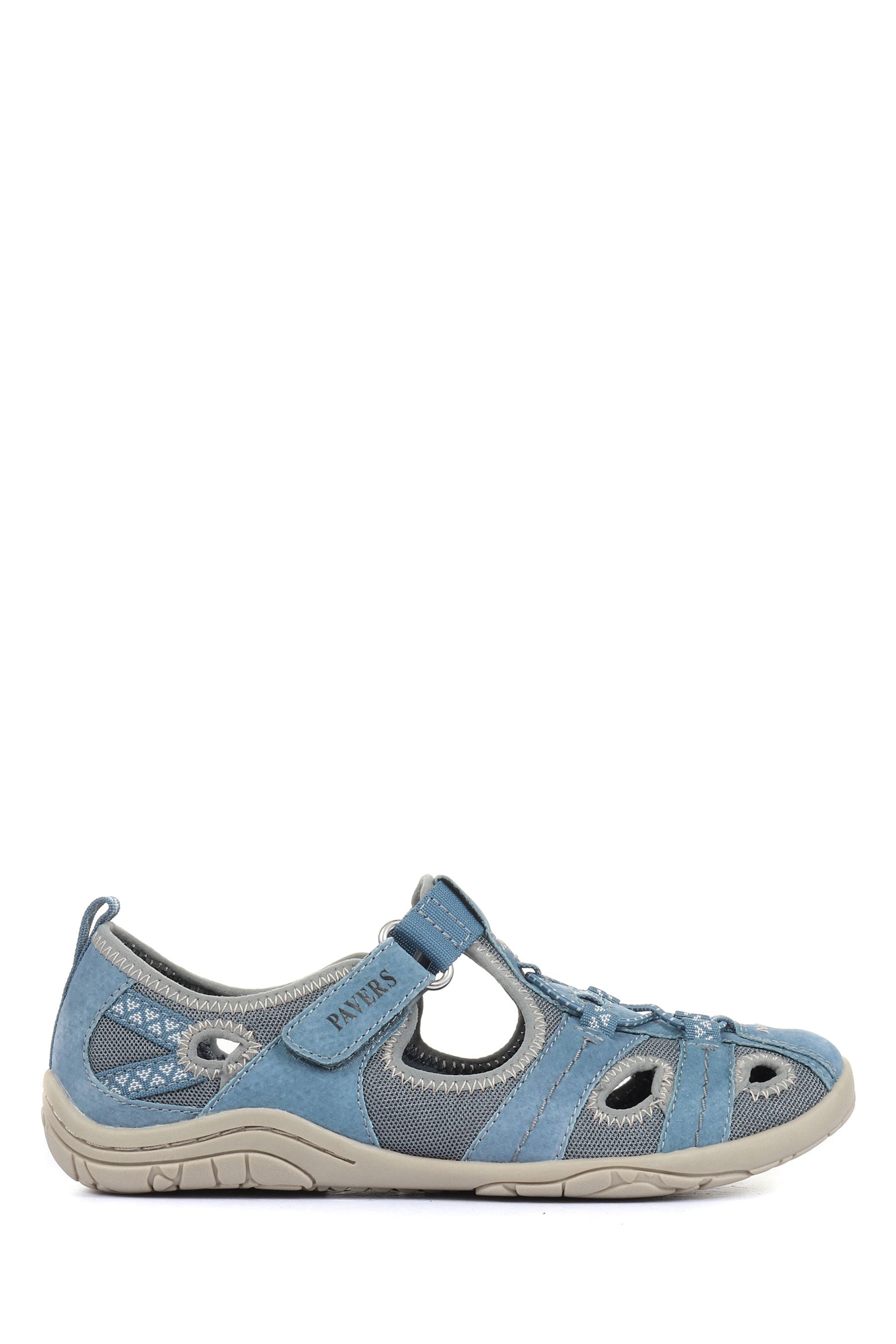 Buy Pavers Ladies Blue Wide Fit Leather Walking Shoes from Next Luxembourg