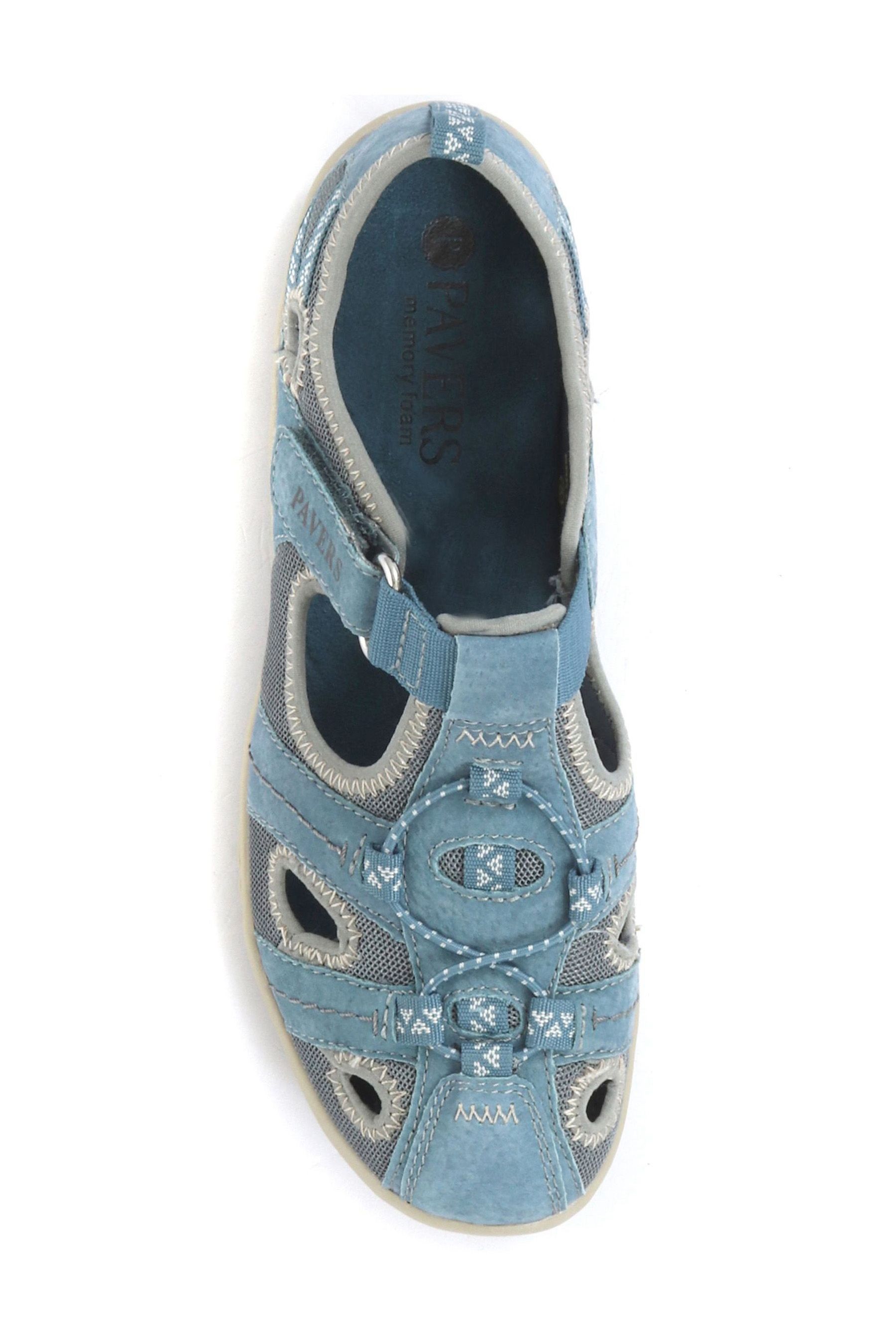 Buy Pavers Ladies Blue Wide Fit Leather Walking Shoes from Next Luxembourg