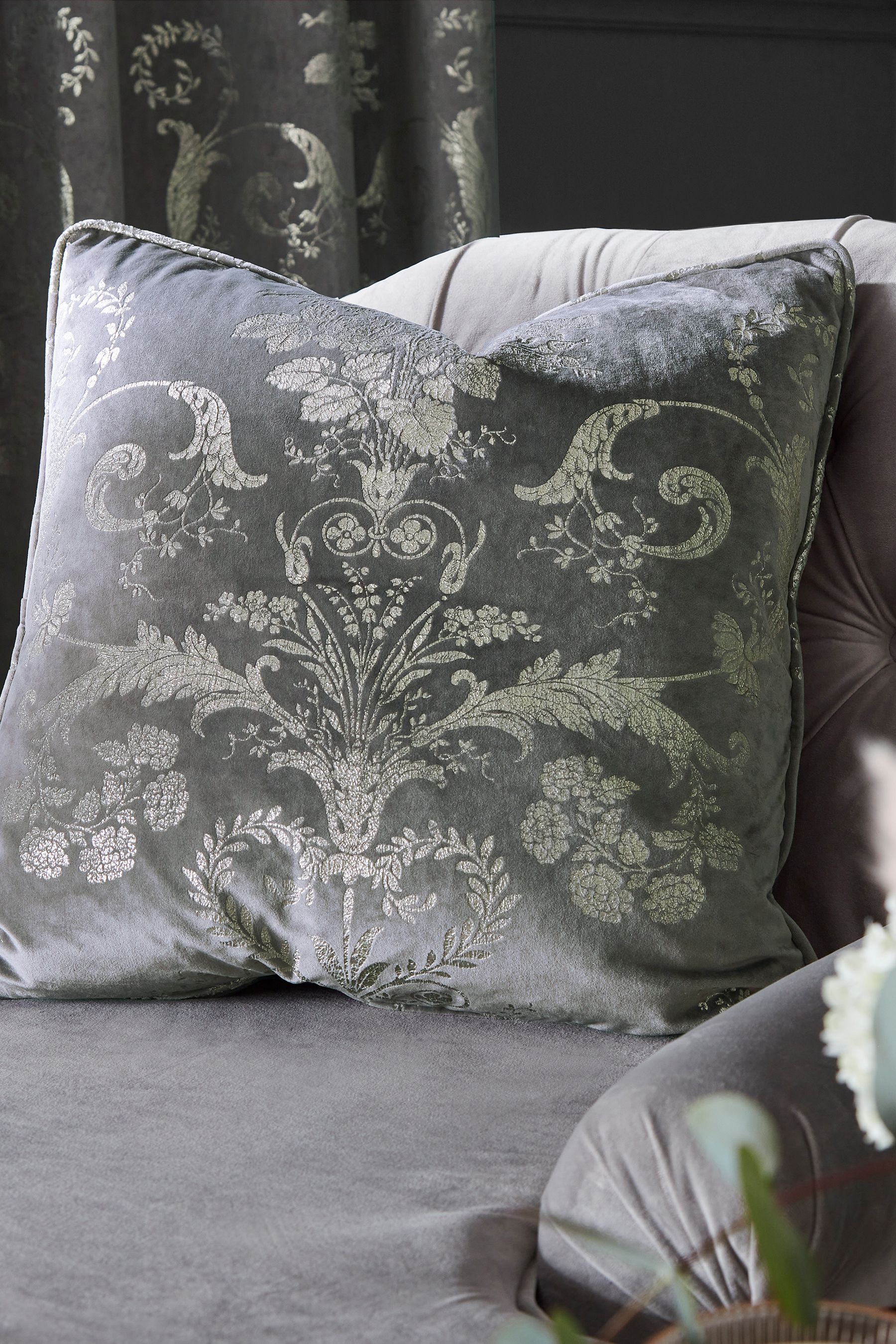 Buy Laura Ashley Steel Grey Josette Metallic Cushion from Next Austria