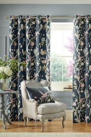 Laura Ashley Midnight Blue Summer Palace Eyelet Curtains - Image 1 of 2