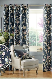 Laura Ashley Midnight Blue Summer Palace Eyelet Curtains - Image 2 of 2