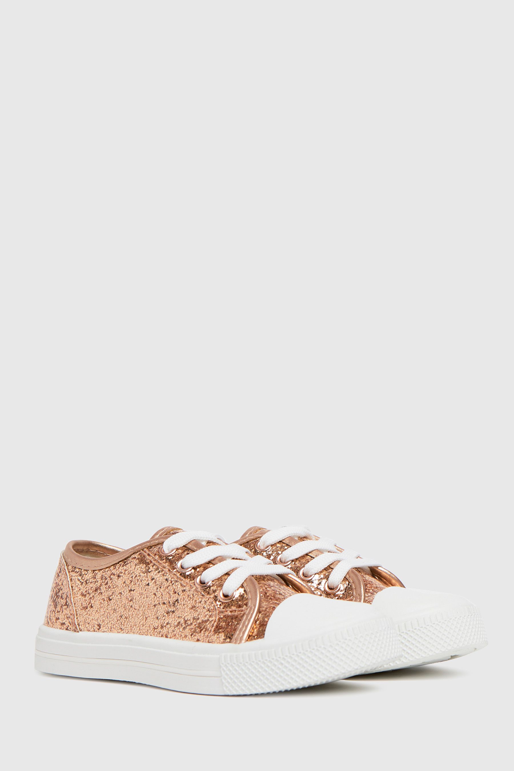 Schuh Pink Majestic Glitter Lace Trainers