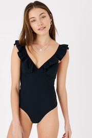 Accessorize Black Exaggerated Ruffle Swimsuit - Image 1 of 4