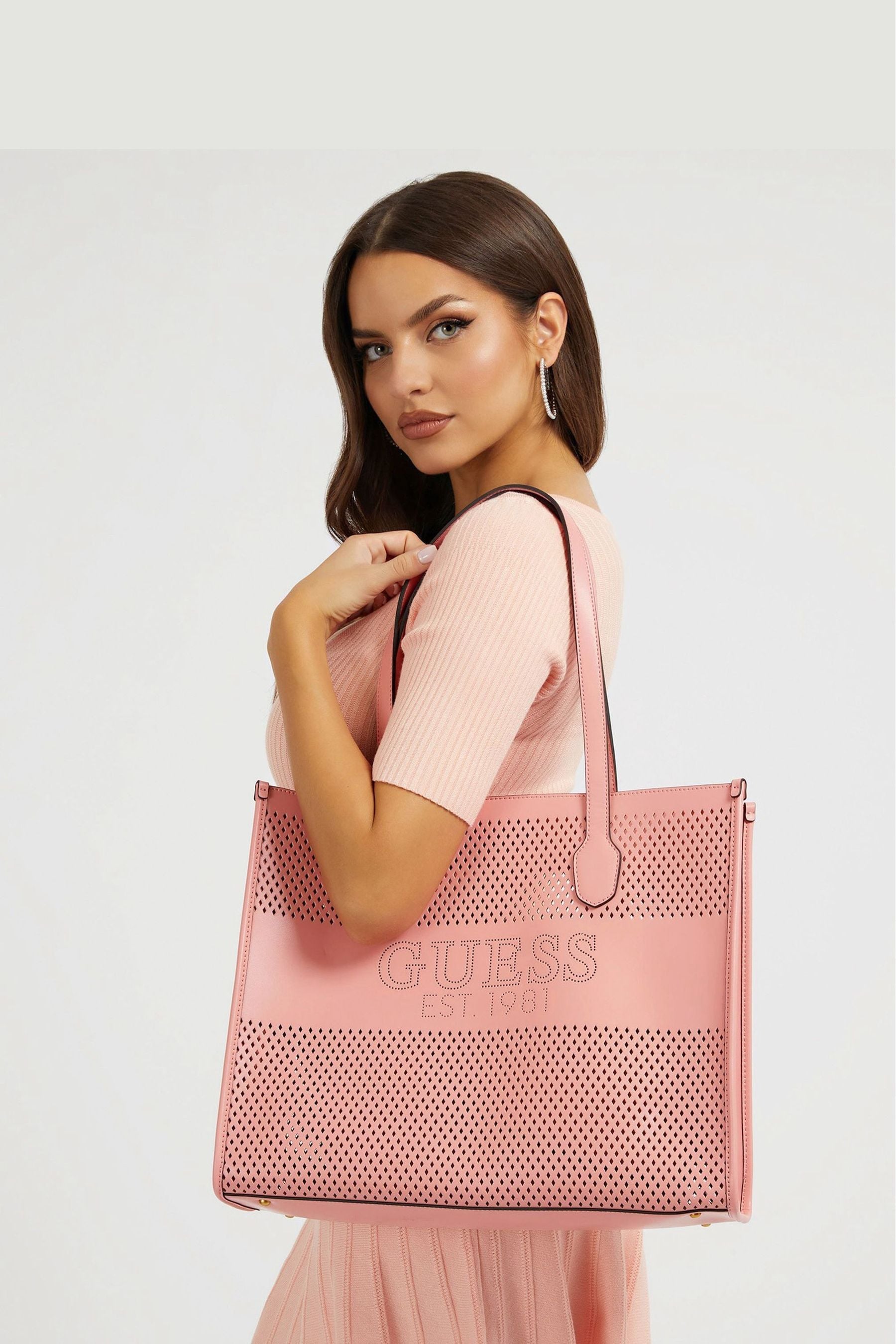 Buy Guess Pink Katey Perf Tote Bag from the Next UK online shop