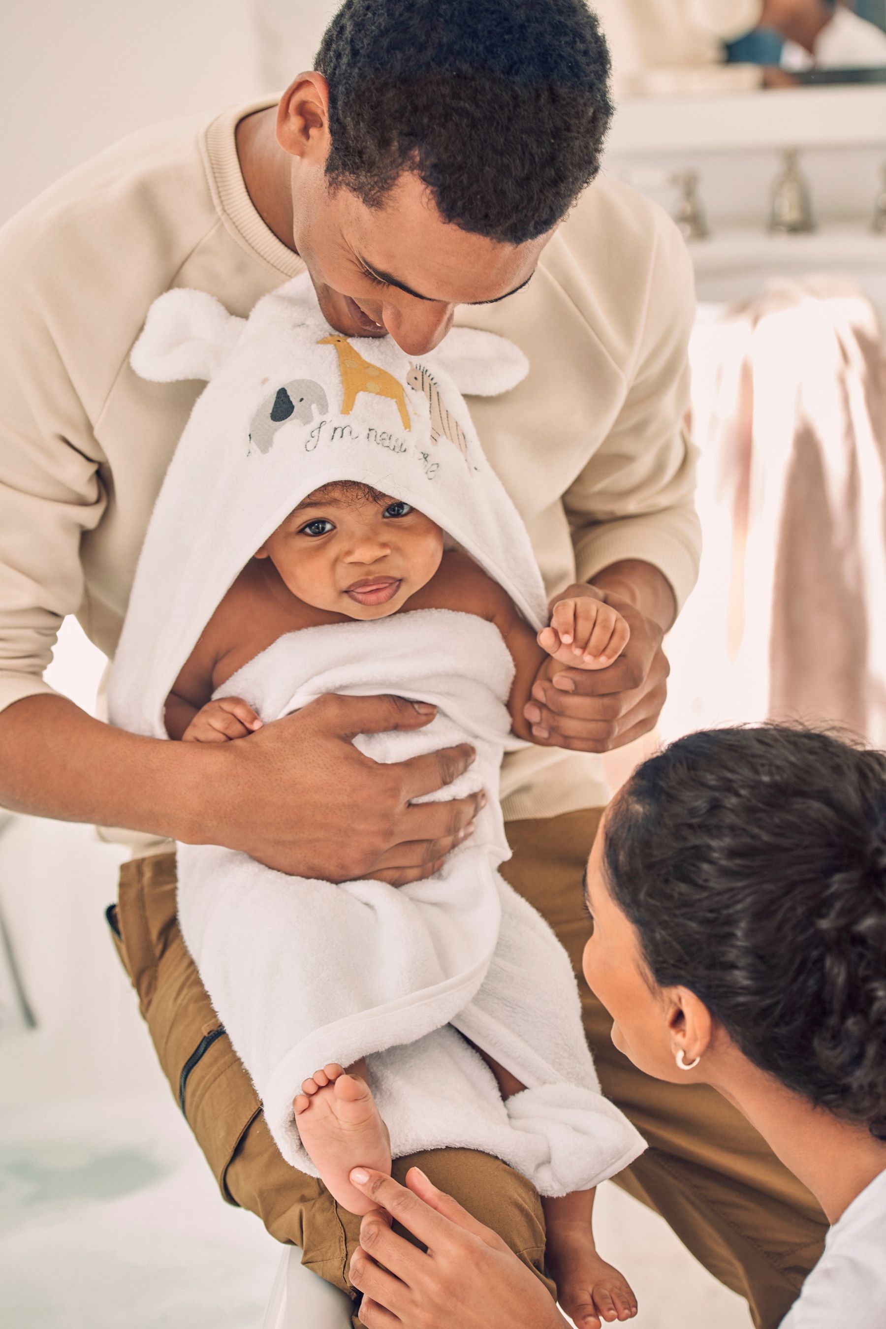 Buy White Safari Newborn 100 Cotton Hooded Baby Towel from the Next UK online shop