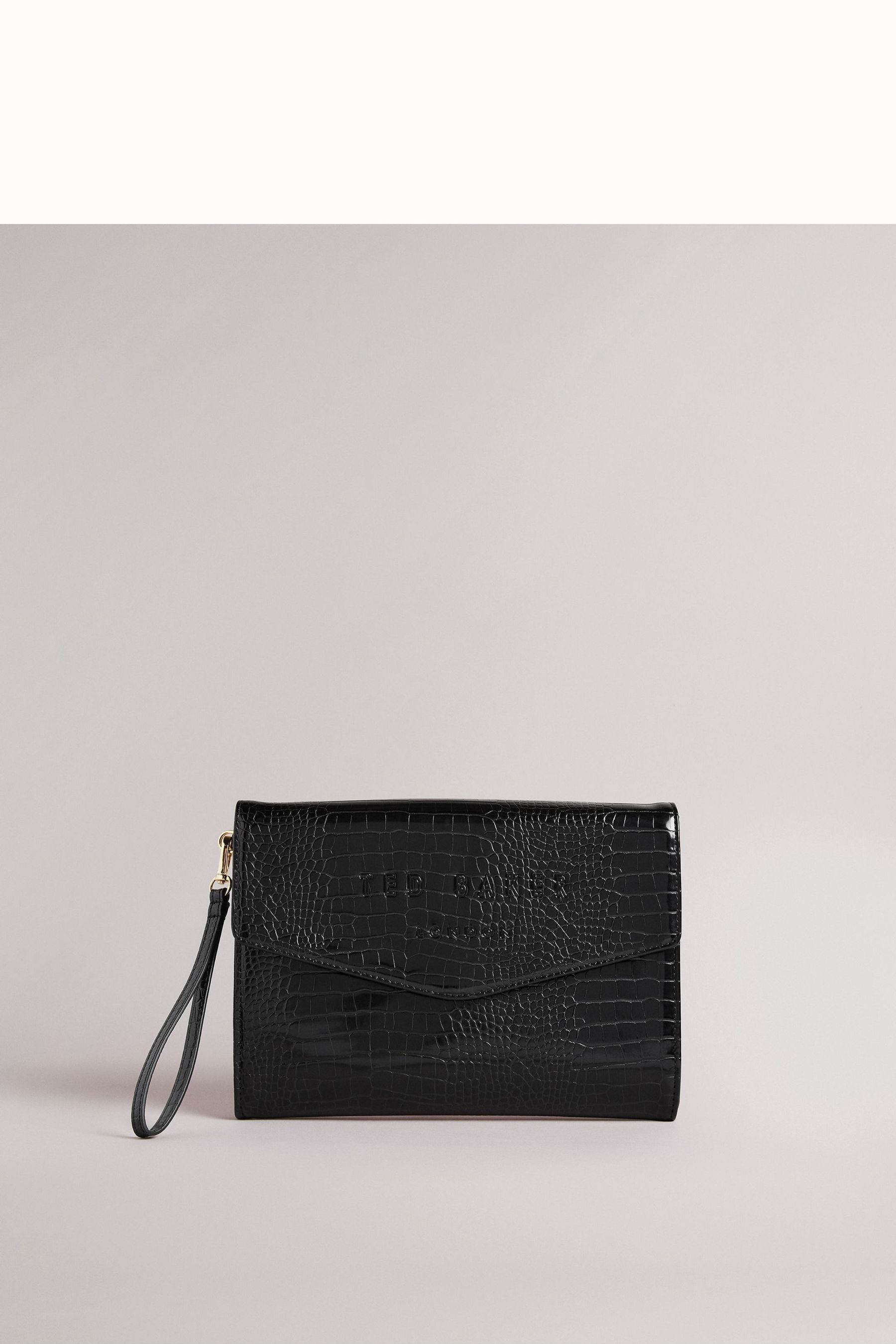 Buy Ted Baker Black Crocey Croc Effect Detail Debossed Envelope Pouch Washbag from Next Ireland