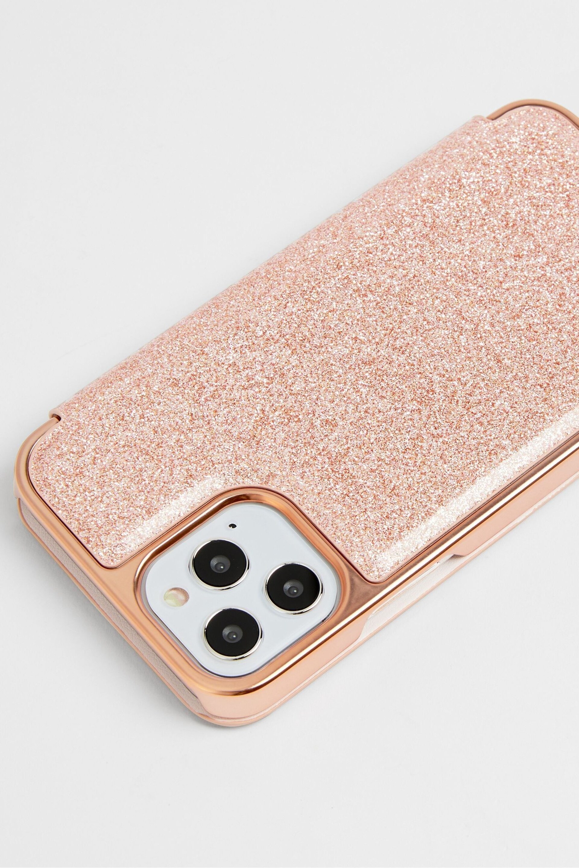 Ted Baker Pink Dianoe Glitter Iphone 12 / 12 Pro Mirror Case - Image 2 of 4
