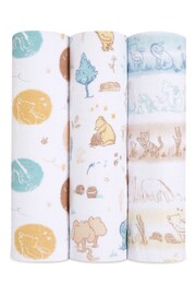 White Disney Baby Winnie In The Woods Large Cotton Muslin Blankets 3 Pack - Image 1 of 6