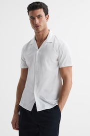 Reiss White Caspa Mercerised Jersey Cuban Collar Shirt - Image 1 of 7