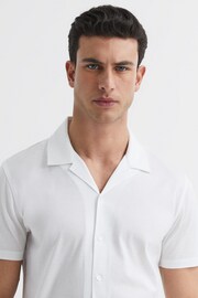 Reiss White Caspa Mercerised Jersey Cuban Collar Shirt - Image 4 of 7