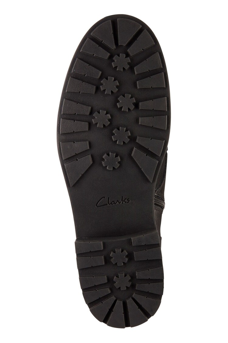 Clarks Women's Orinoco2 Stud Motorcycle Boot - Black Leather Ankle Boot With Buckle